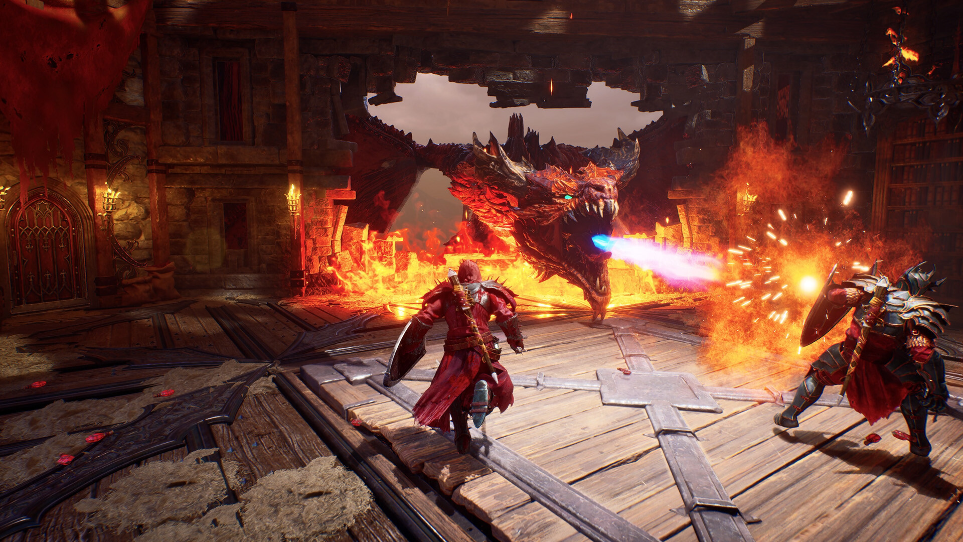 Crimson Moon combat — melee against abominations